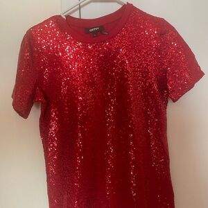 DKNY Red Sequin T-Shirt